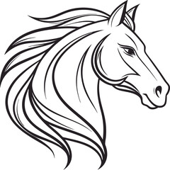 Elegant Line Art Horse Head Profile, Majestic Stallion Design