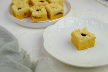 Popular cookies in Malaysia during celebration of Eid Mubarak (Hari Raya) on white isolated background called jam cookies