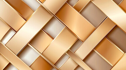 Abstract geometric pattern featuring interwoven metallic ribbons in shades of gold and bronze. 