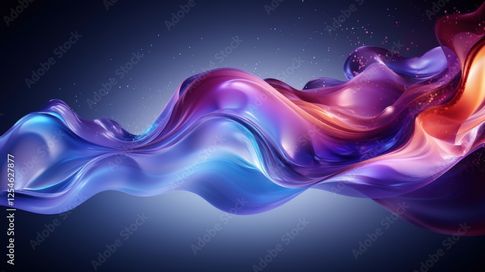 Poster abstract composition of fluid light waves with vibrant colors and soft gradients for creative backgr