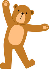 brown teddy bear raising hand illustration