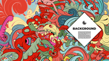 Whimsical abstract doodle illustration ideal for backgrounds, landing pages, templates, book, magazine covers, template, cover, and digital need.