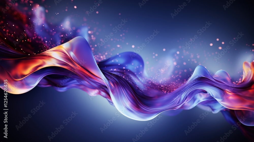 Poster abstract fluid light waves in vibrant colors, creating a dynamic background with smooth textures and