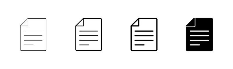 Document icon vector isolated on white background. Paper icon. File Icon