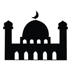 Silhouette of a Mosque with Crescent