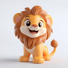 3d cartoon cute illustration of lion on white background