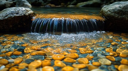 Clear water flowing ,beautiful scene 