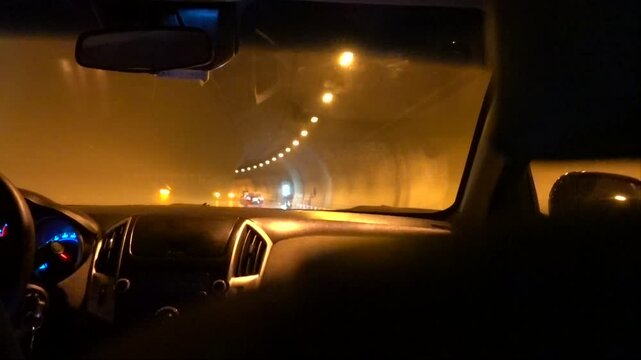 Cairo, Egypt The view from a car driving through the Al Azhar Tunnel.