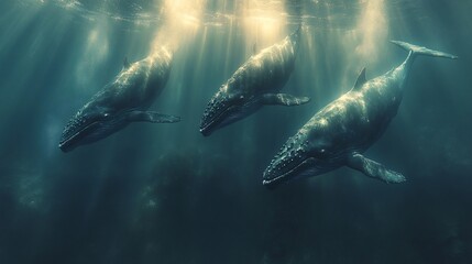 Whales swimming 