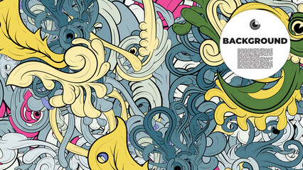 Whimsical abstract doodle illustration ideal for backgrounds, landing pages, templates, book, magazine covers, template, cover, and digital need.