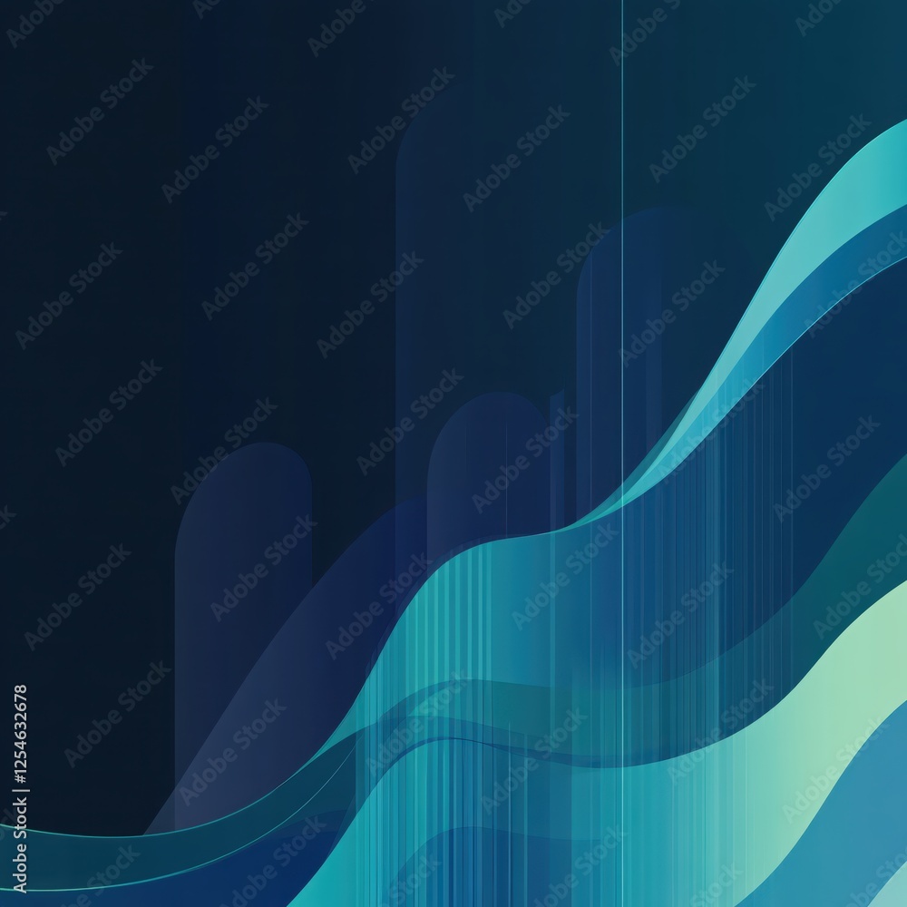 Poster abstract modern background with blue gradient waves and geometric shapes for presentation design