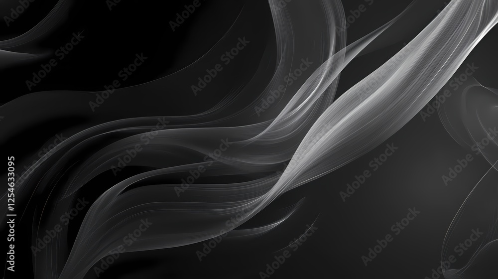 Poster abstract flowing light forms on dark background creating a sense of depth and movement