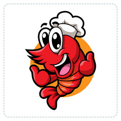 MASCOT SHRIMP LOGO DESIGN ILLUSTRATION
