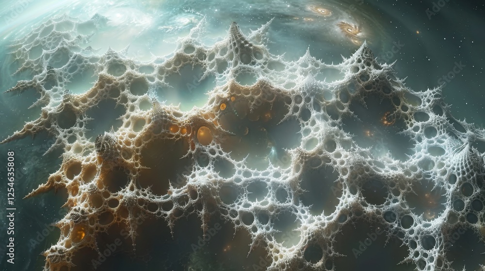 Poster intricate cosmic fractal structures in space with galaxies