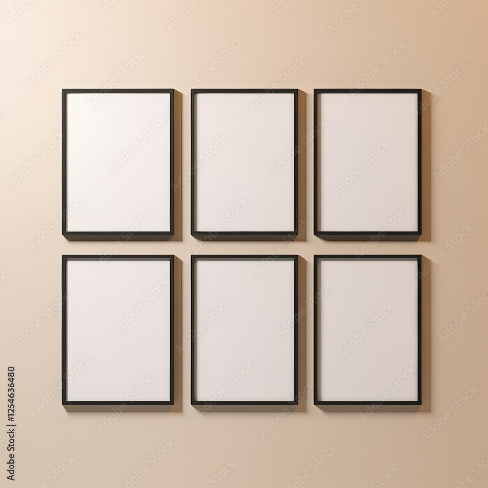 Aufkleber minimalist mockup of empty photo frames on a wall for creative display concepts and artwork presenta