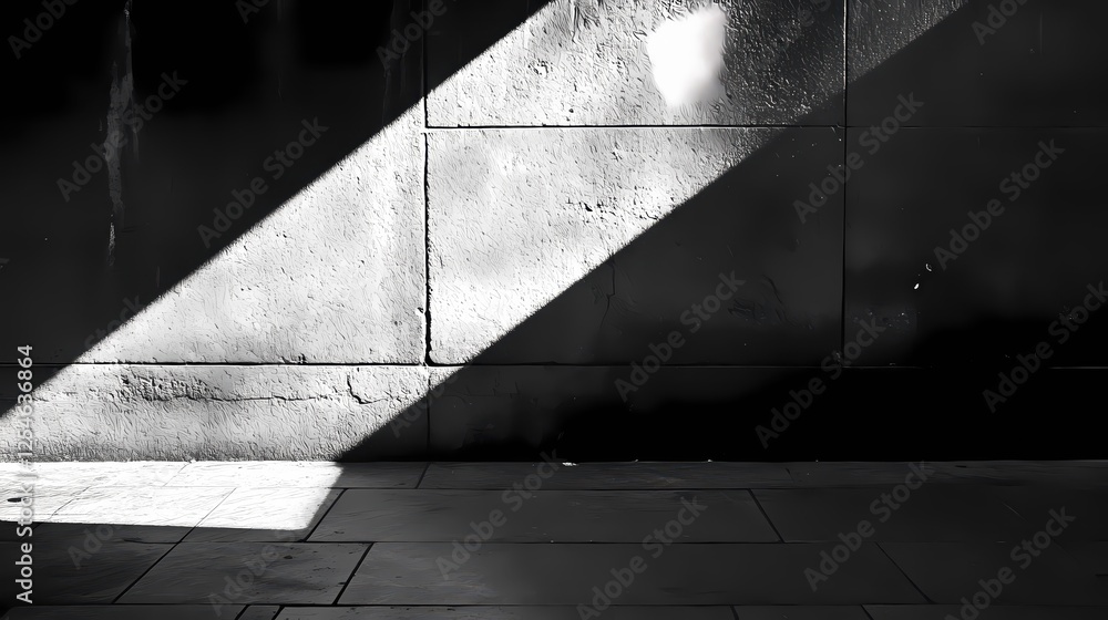 Poster angular light and shadow on concrete wall and floor creating a dramatic and minimalist scene