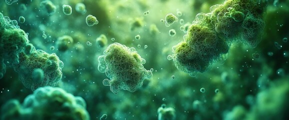 Fototapeta premium Abstract 3D Illustration Of Green Microorganisms