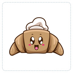 MASCOT CROISSANT BREAD FOOD LOGO DESIGN ILLUSTRATOR
