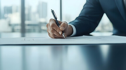 Close Up Man Writing on Paper at Desk