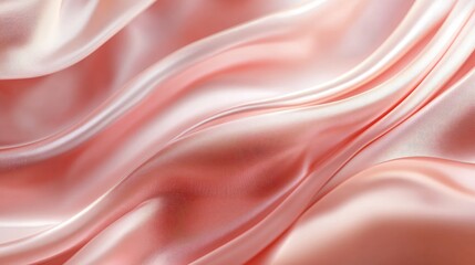 Fototapeta premium Elegant pink silk fabric with soft folds and gentle curves creating a luxurious background