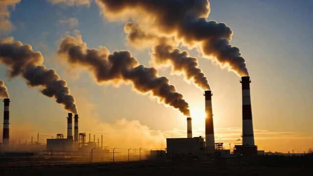 smoke coming out of factory chimney pollution climate change, global warming