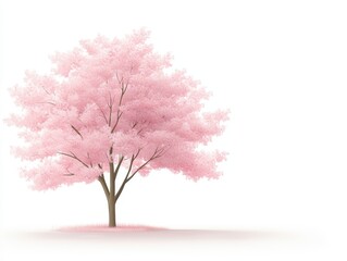 Fototapeta premium Pink tree on white background, a stunning image for design inspiration 
