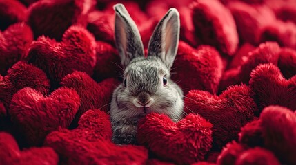 Bunny in Red Hearts