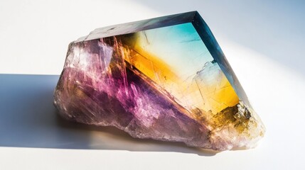 Spectacular multi-hued crystal formation illuminated by bright sunlight