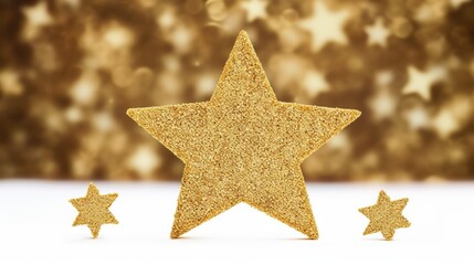 Glimmering Gold Glitter Star Decoration for Festive Christmas Celebrations on a Sparkling Background Ideal for Holiday Themes and Creative Projects