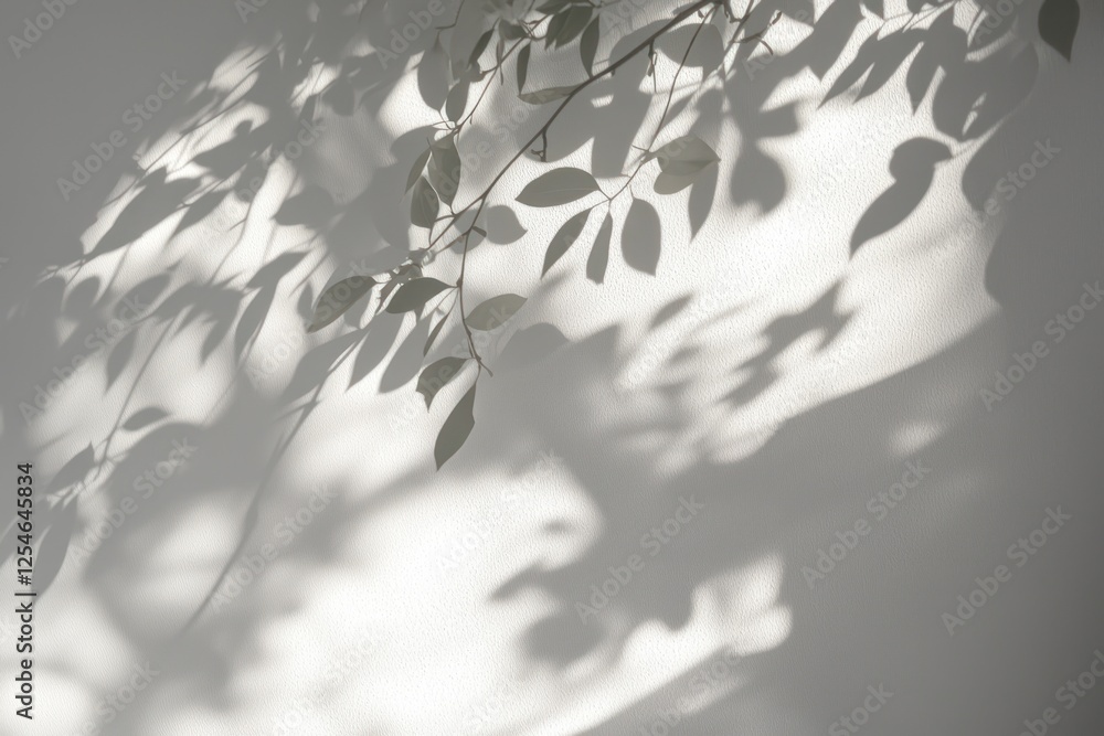 Poster soft shadows of leaves creating a serene wall pattern