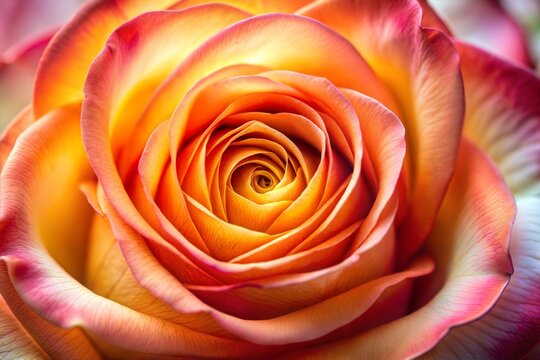 Breathtaking close-up of an orange and pink rose flower with vibrant hues - Powered by Adobe