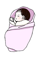 おくるみ赤ちゃんピンク