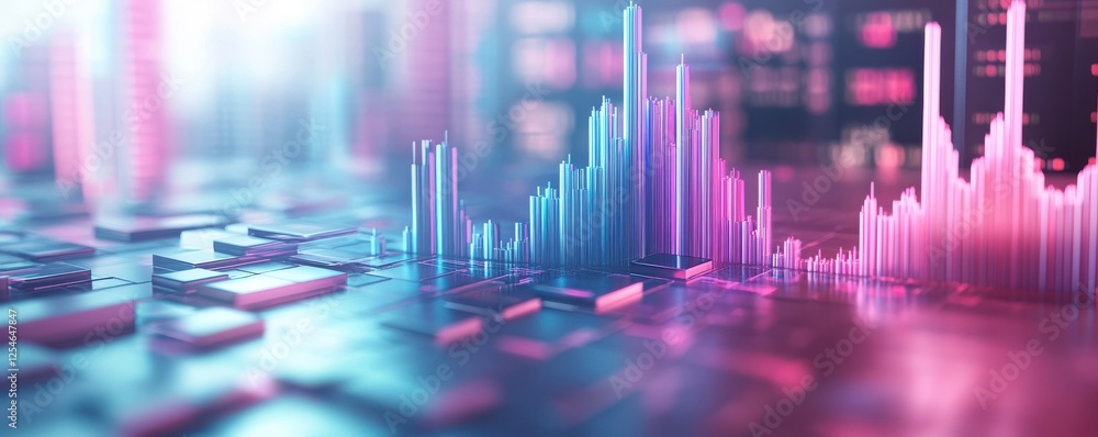 Poster a vibrant digital landscape featuring colorful data visualizations, representing advanced analytics 