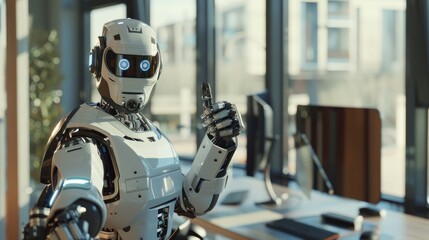 Humanoid Robot Giving Thumbs Up