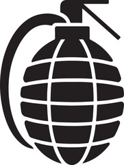 grenade silhouette, black and white silhouette, vector and illustration
