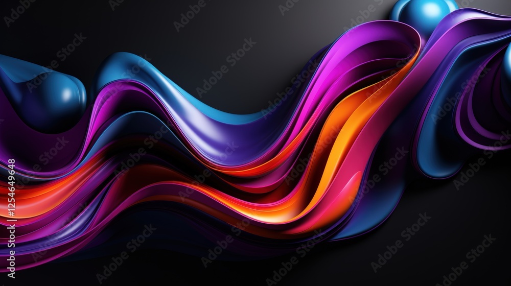 Aufkleber colorful abstract wave background with smooth curves and vibrant layers for modern design projects