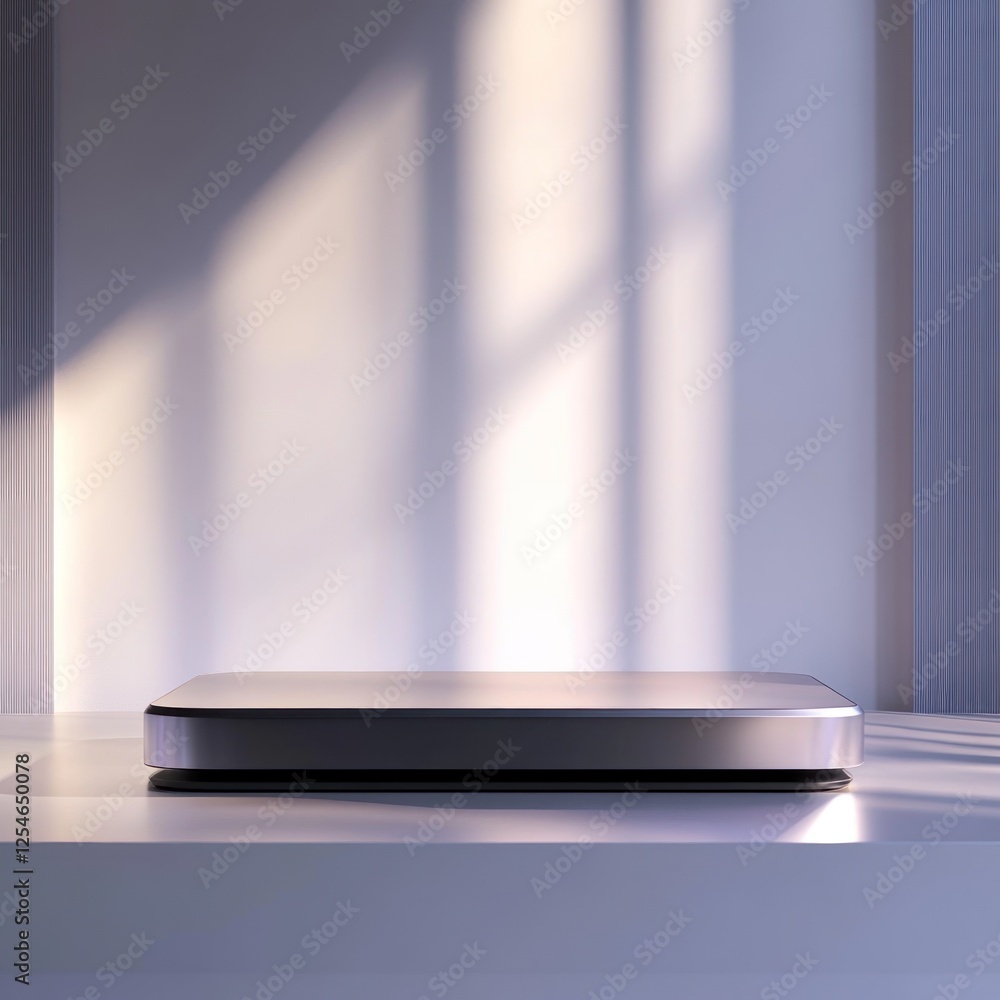 Poster sunlit minimalist product display shelf