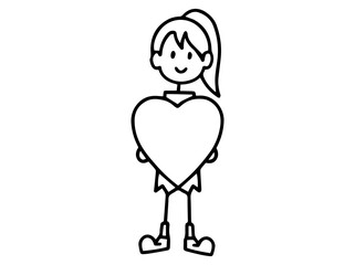 Valentine Day Woman Holding Heart Illustration