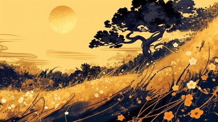 日本の伝統美｜金彩で描く桜と優雅な山水の景色