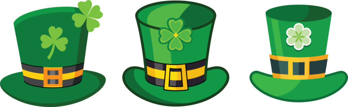 st patricks day leprechaun hat set vector, vector and illustration, vector&nbsp;style 