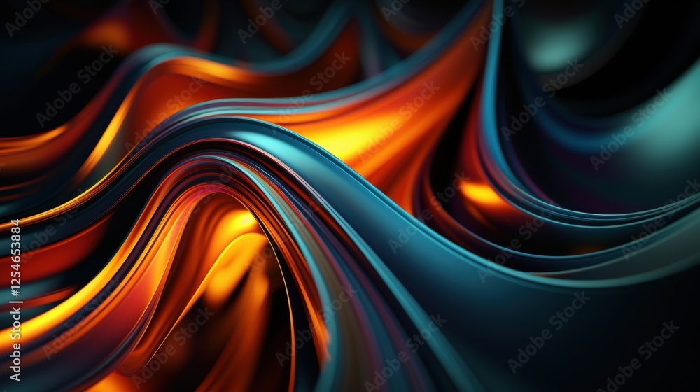Poster abstract 3d background with flowing waves in vibrant colors and soft gradients, perfect for dynamic 