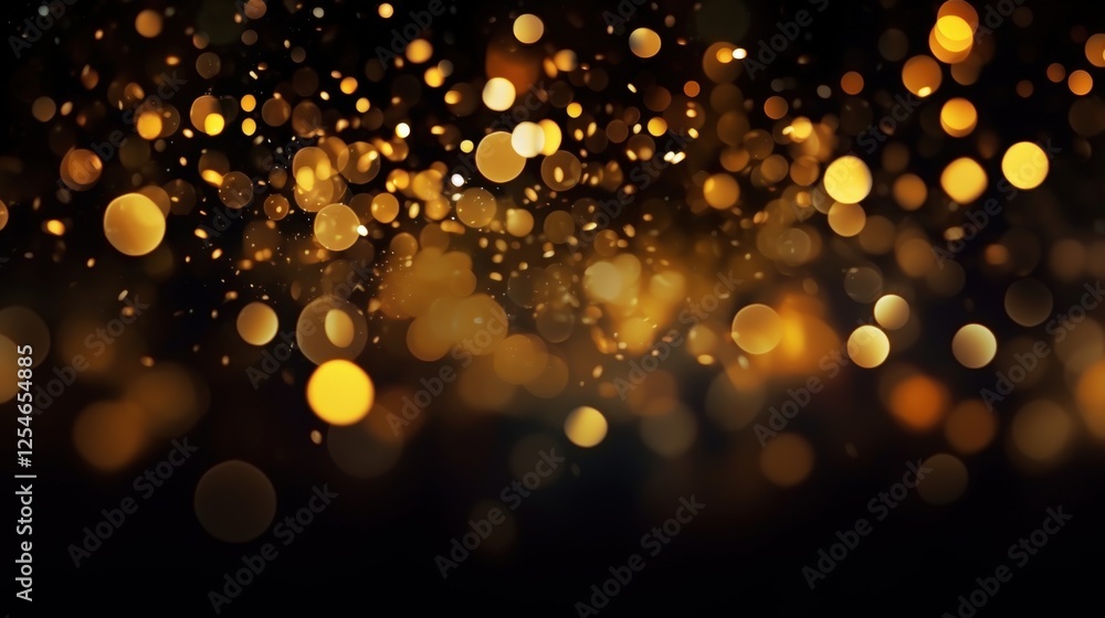 Poster beautiful golden glittering and sparkling bokeh background with shiny particles creating a dreamy at