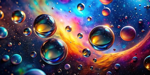 3D Oil Drops in Space: Minimalist Sci-Fi Stock Photo