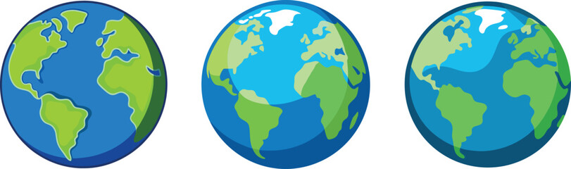 set of globe with earth vector, vector and illustration, vector style