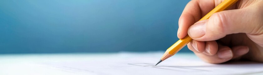 Empowering Democracy Through Voting and Civic Participation, A hand gripping a pencil, showcasing a close-up view ideal for educational or creative themes.