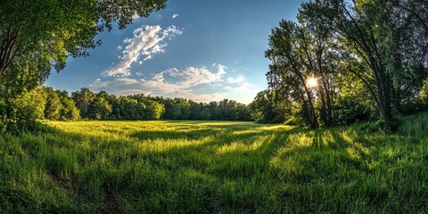 Obraz premium A vibrant patch of lush green grass captured in wide-angle, showcasing fresh blades, soft texture, and natural beauty. Perfect for nature backgrounds, garden themes, and serene landscapes.