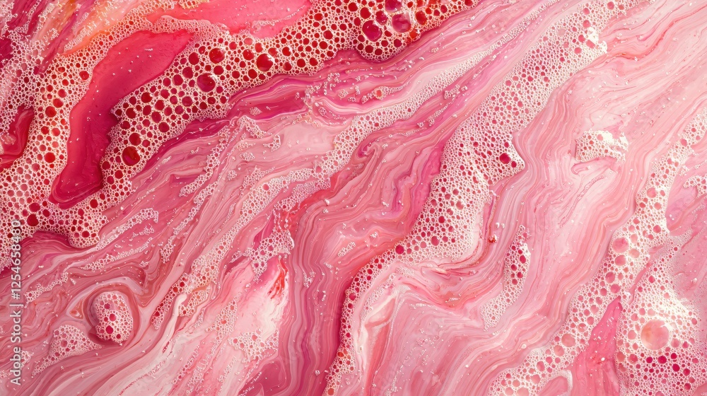 Poster abstract pink fluid art with bubbly texture and flowing lines creating a dreamy background