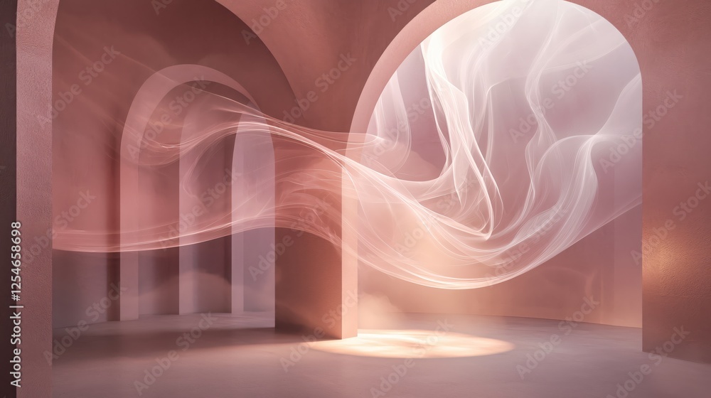 Aufkleber serene architecture with ethereal light and flowing forms creating a peaceful atmosphere