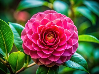Elegant Camellia Blossom Portrait, Soft Light, Close-up Macro Photography