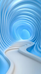 Abstract 3D Blue Tunnel Background Illustration